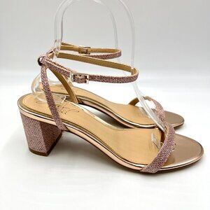 Jewel Badgley Mischka Womens Size 5.5‎ Pink Sparkly Dress Sandals Heels Shoes